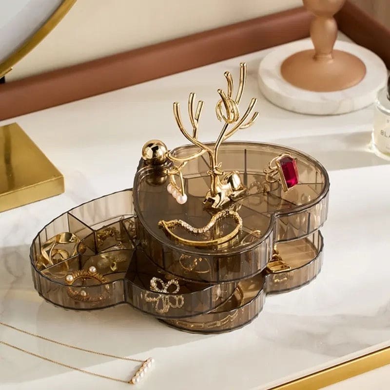 Little Deer Jewellery Organizer, 3 Layer Rotating Necklace Jewelry Box, Light Luxury Heart Desktop Sundries Makeup Organizer, Elegant Decorative Necklace Earrings Bracelet Container, Acrylic Jewelry Display Stand, Large Capacity Striped Box Little Deer Jewellery Organizer, 3 Layer Rotating Necklace Jewelry Box, Light Luxury Heart Desktop Sundries Makeup Organizer, Elegant Decorative Necklace Earrings Bracelet Container, Acrylic Jewelry Display Stand, Large Capacity Striped Box